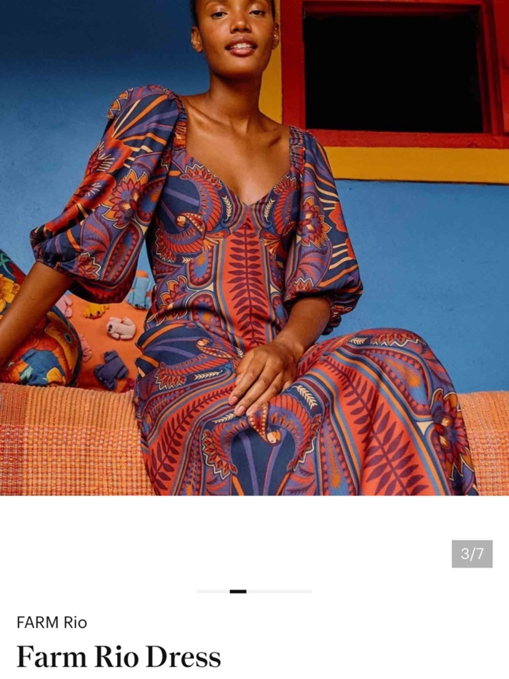 FARM Rio Navy and Red Paisley Puff-Sleeve Maxi Dress - Picture 4 of 5